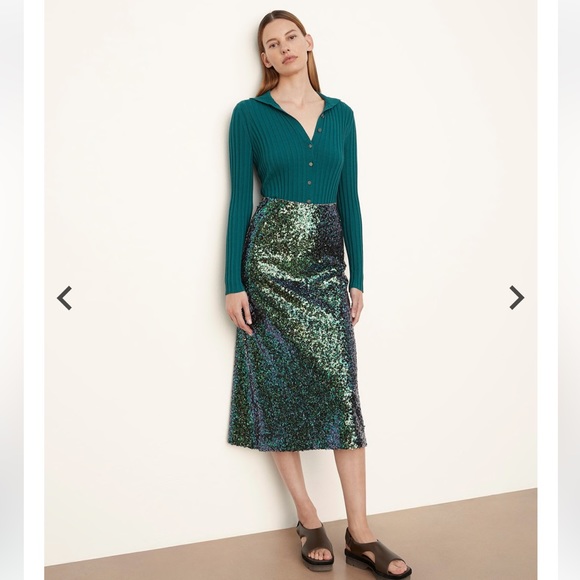 BNWT Vince Sequin Slip Skirt in Jade. Sz XL - Picture 8 of 8
